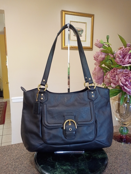 Coach Handbags - Coach Campbell Belle Black Leather Shoulder Bag with Gold Hardware